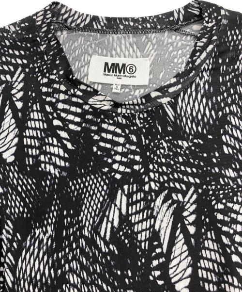 MM6 Maison Margiela（エムエムシックスメゾンマルジェラ）MM6 Maison Margiela (エムエムシックスメゾンマルジェラ) 総柄カットソー ブラック×ホワイト サイズ:Sの古着・服飾アイテム