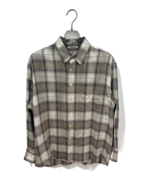 AURALEE（オーラリー）AURALEE (オーラリー) SUPER LIGHT WOOL CHECK SHIRT　A23AS01LC ブラウン サイズ:3の古着・服飾アイテム