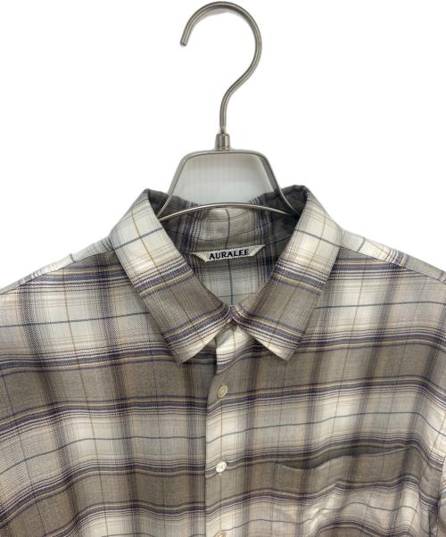 AURALEE（オーラリー）AURALEE (オーラリー) SUPER LIGHT WOOL CHECK SHIRT　A23AS01LC ブラウン サイズ:3の古着・服飾アイテム