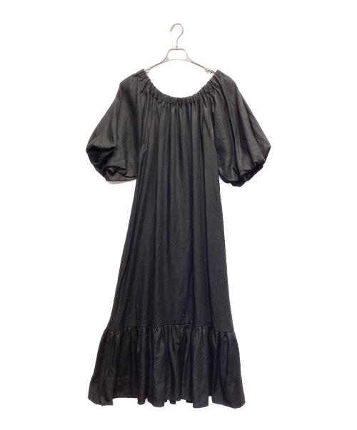 THE PAUSE（ザポーズ）THE PAUSE (ザポーズ) リネン2WAYギャザーワンピース ブラック サイズ:FREE 未使用品の古着・服飾アイテム