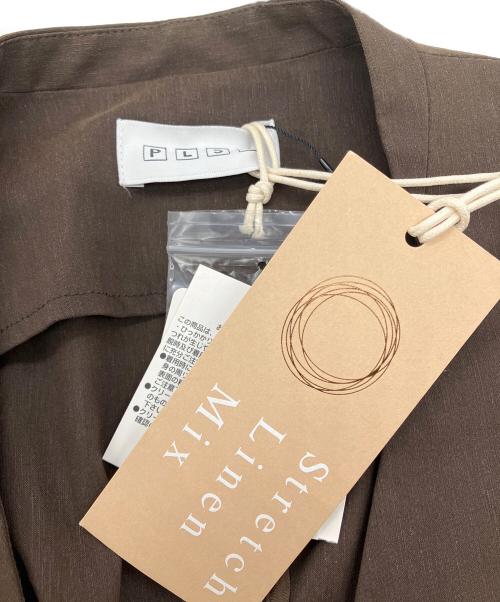 PLST（プラステ）PLST (プラステ) ストレッチリネンミックスカラーレスジャケット ブラウン サイズ:XS 未使用品の古着・服飾アイテム