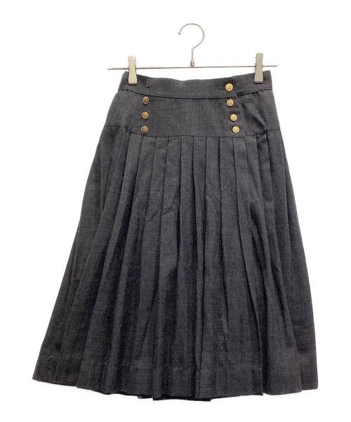 CHANEL（シャネル）CHANEL (シャネル) クローバーゴールドボタンラップスカート グレー サイズ:36の古着・服飾アイテム