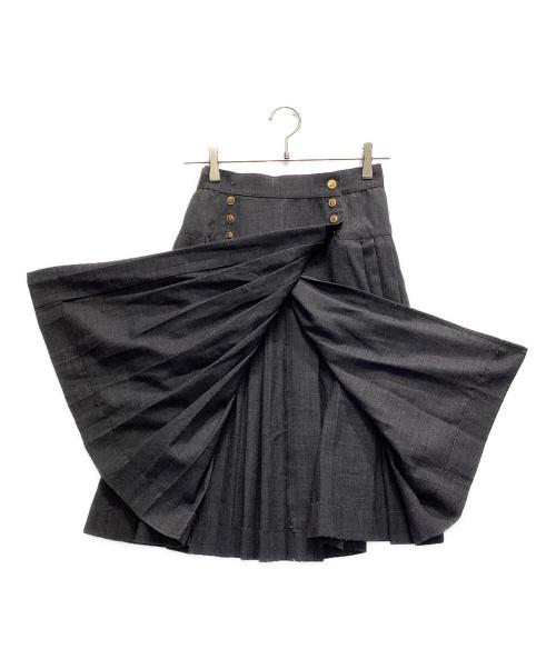 CHANEL（シャネル）CHANEL (シャネル) クローバーゴールドボタンラップスカート グレー サイズ:36の古着・服飾アイテム