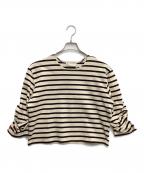 TORY BURCHトリーバーチ）の古着「SCRUNCHED SLEEVE T-SHIRT」｜アイボリー×ブラック