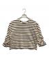 TORY BURCH（トリーバーチ）の古着「SCRUNCHED SLEEVE T-SHIRT」｜アイボリー×ブラック