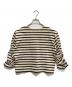 TORY BURCH (トリーバーチ) SCRUNCHED SLEEVE T-SHIRT アイボリー×ブラック サイズ:L 未使用品：7000円