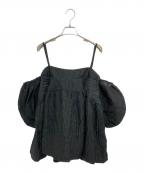 MAISON SPECIALメゾンスペシャル）の古着「Jacquard 2way Puff Sleeves Tunic ジャガード2ウェイパフスリーブチュニック」｜ブラック