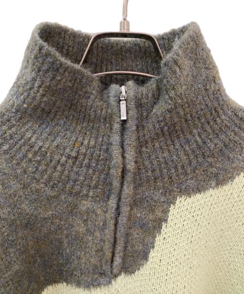 Knuth Marf（クヌースマーフ）Knuth Marf (クヌースマーフ) half zip bicolor knit グレー サイズ:Freeの古着・服飾アイテム