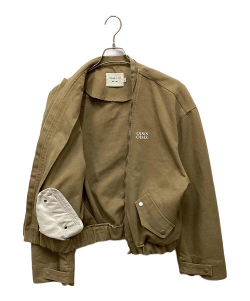 RICECAKE&OISIS（ライスケーキ×オアシス）RICECAKE&OISIS (ライスケーキ×オアシス) 廃柴又来了 ノーカラージャケット ベージュ サイズ:Lの古着・服飾アイテム