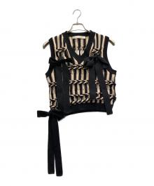 LEINWANDE（ラインヴァンド）の古着「Braids Stripe Knitted Vest」｜ブラック