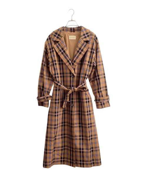 Curensology（カレンソロジー）Curensology (カレンソロジー) BONOTTO チェックトレンチコート ブラウン サイズ:Fの古着・服飾アイテム