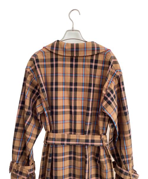 Curensology（カレンソロジー）Curensology (カレンソロジー) BONOTTO チェックトレンチコート ブラウン サイズ:Fの古着・服飾アイテム