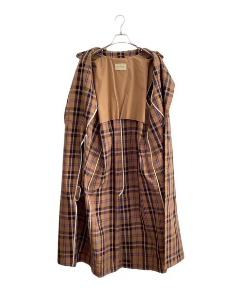 Curensology（カレンソロジー）Curensology (カレンソロジー) BONOTTO チェックトレンチコート ブラウン サイズ:Fの古着・服飾アイテム
