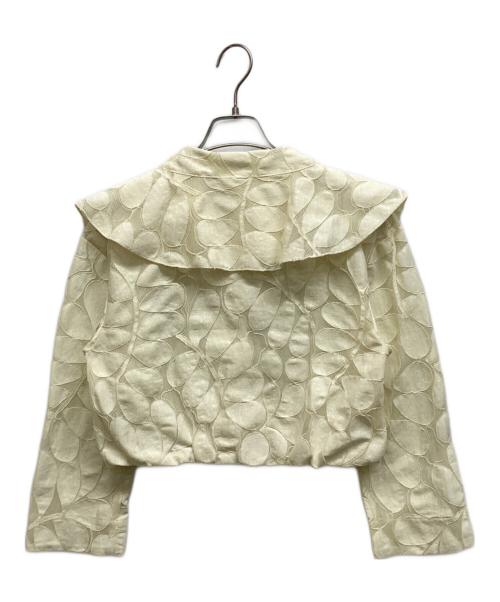 BALLSEY（ボールジィ）BALLSEY (ボールジィ) リーフチュールレースフレアカラーショートブルゾン ベージュ サイズ:36の古着・服飾アイテム