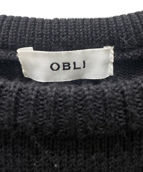 OBLI（オブリ）OBLI (オブリ) ボーダーニット ブラック サイズ:freeの古着・服飾アイテム