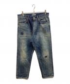 uniform experimentユニフォームエクスペリメント）の古着「DAMAGED REGULAR FIT JEANS」｜インディゴ