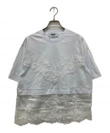 MSGM（エムエスジーエム）の古着「Embroidered Lace White T-Shirt」｜ホワイト