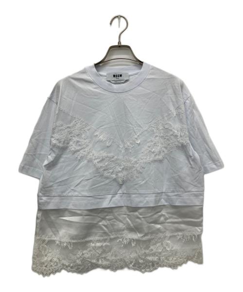 MSGM（エムエスジーエム）MSGM (エムエスジーエム) Embroidered Lace White T-Shirt ホワイト サイズ:XSの古着・服飾アイテム