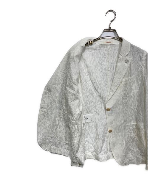 LARDINI（ラルディーニ）LARDINI (ラルディーニ) シアサッカージャケット ホワイト サイズ:42の古着・服飾アイテム