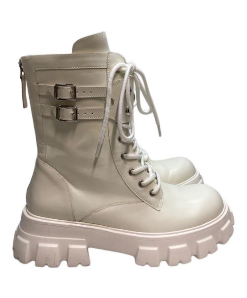 lost in echo（ロスト イン エコー）lost in echo (ロスト イン エコー) レースアップブーツ ホワイト サイズ:24.5cmの古着・服飾アイテム