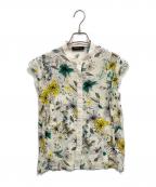 TOMORROW LAND collectionトゥモローランドコレクション）の古着「トリビュートフラワー ピコカットスリーブブラウス」｜ホワイト