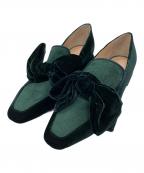 MODE ET JACOMOモード・エ・ジャコモ）の古着「ベルベットリボンローファー」｜グリーン