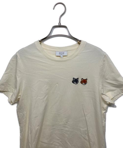 maison kitsune（メゾンキツネ）MAISON KITSUNE (メゾンキツネ) DOUBLE BOLD FOX HEAD REGULAR TEE-SHIRT ベージュ サイズ:Ｍの古着・服飾アイテム