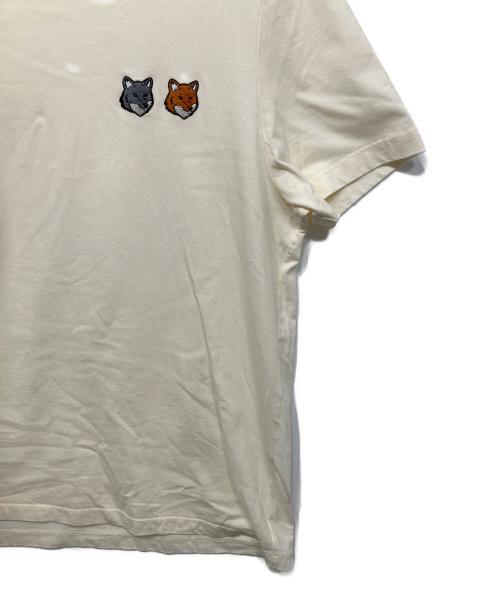 maison kitsune（メゾンキツネ）MAISON KITSUNE (メゾンキツネ) DOUBLE BOLD FOX HEAD REGULAR TEE-SHIRT ベージュ サイズ:Ｍの古着・服飾アイテム