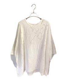 Y's（ワイズ）の古着「COTTON JERSEY HOLE DESIGN BIG T」｜ホワイト