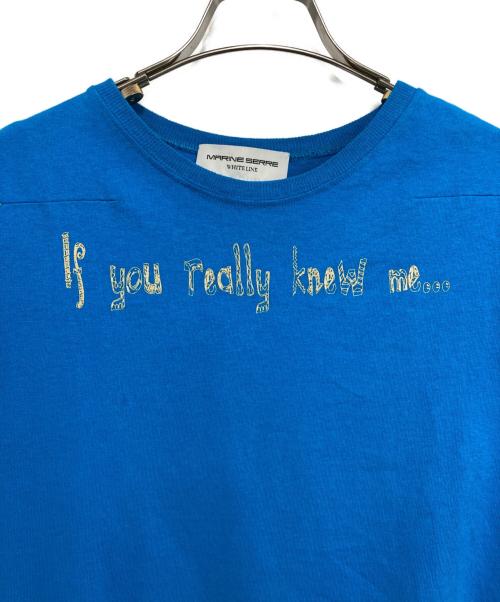 MARINE SERRE WHITE LINE（マリーンセル ホワイトライン）MARINE SERRE WHITE LINE (マリーンセル ホワイトライン) ムーンパネルグラフィックTシャツ ブルー×ベージュ サイズ:Mの古着・服飾アイテム