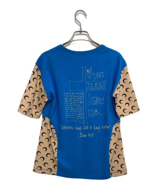 MARINE SERRE WHITE LINE（マリーンセル ホワイトライン）MARINE SERRE WHITE LINE (マリーンセル ホワイトライン) ムーンパネルグラフィックTシャツ ブルー×ベージュ サイズ:Mの古着・服飾アイテム