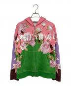 VALENTINOヴァレンティノ）の古着「フラワープリントジップパーカー」｜ピンク×グリーン