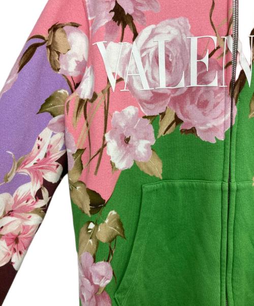 VALENTINO（ヴァレンティノ）VALENTINO (ヴァレンティノ) フラワープリントジップパーカー ピンク×グリーン サイズ:XSの古着・服飾アイテム