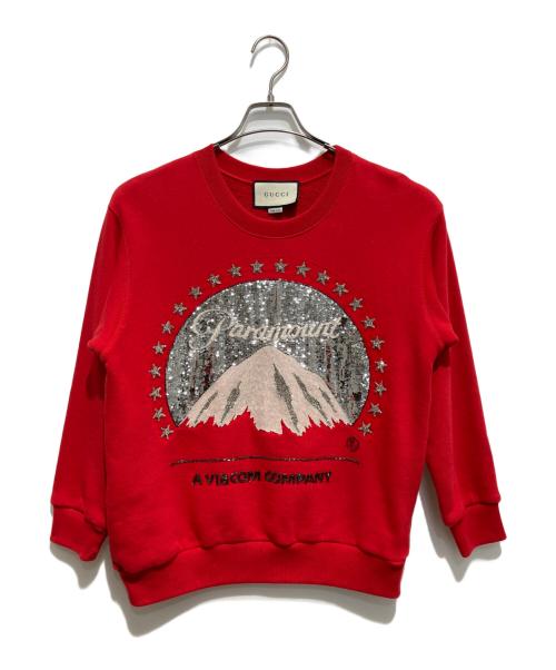GUCCI（グッチ）GUCCI (グッチ) Paramountスパンコールスウェット レッド サイズ:XXSの古着・服飾アイテム