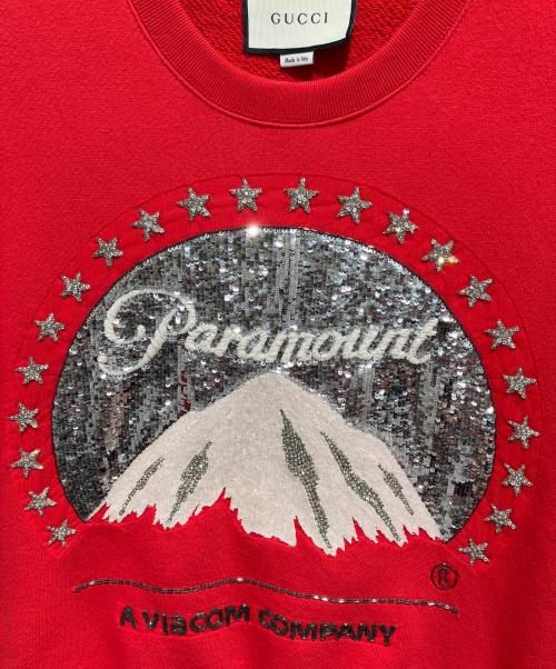 GUCCI（グッチ）GUCCI (グッチ) Paramountスパンコールスウェット レッド サイズ:XXSの古着・服飾アイテム