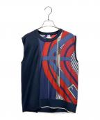 HERMESエルメス）の古着「シルク切替ノースリーブニット」｜ネイビー