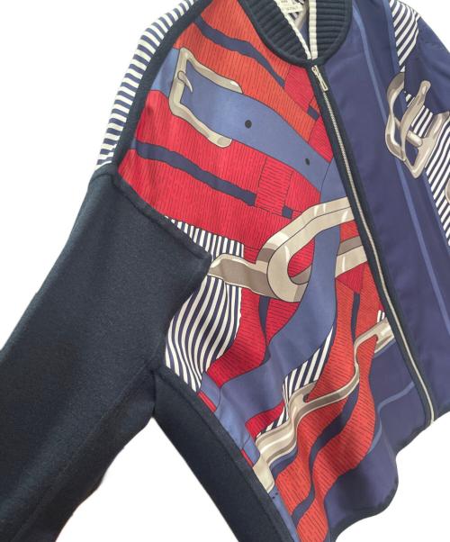 HERMES（エルメス）HERMES (エルメス) シルク切替 ジップアップ カーディガン ネイビー サイズ:34の古着・服飾アイテム