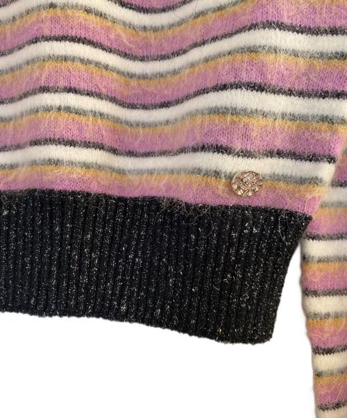 CHANEL（シャネル）CHANEL (シャネル) ボーダー アルパカ混 プルオーバー ニット  ピンク×ブラック サイズ:36の古着・服飾アイテム