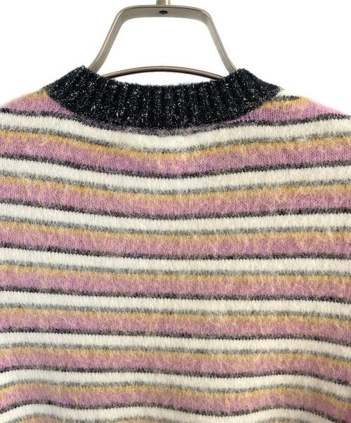 CHANEL（シャネル）CHANEL (シャネル) ボーダー アルパカ混 プルオーバー ニット  ピンク×ブラック サイズ:36の古着・服飾アイテム