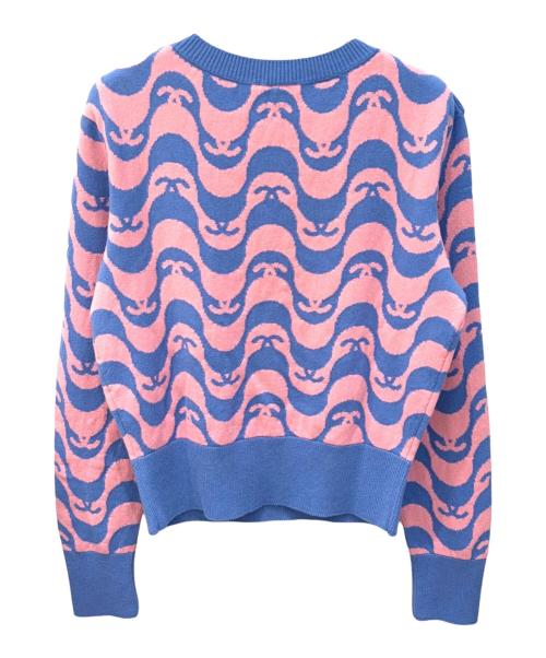 CHANEL（シャネル）CHANEL (シャネル) カシミヤココボタンバイカラーニット ブルー×ピンク サイズ:38の古着・服飾アイテム