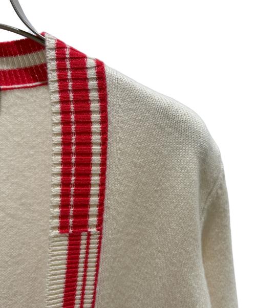 CHANEL（シャネル）CHANEL (シャネル) ロゴベルト 半袖ラップカーディガン ホワイト×ピンク サイズ:38 未使用品の古着・服飾アイテム