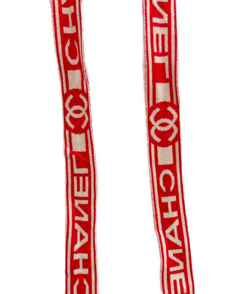 CHANEL（シャネル）CHANEL (シャネル) ロゴベルト 半袖ラップカーディガン ホワイト×ピンク サイズ:38 未使用品の古着・服飾アイテム