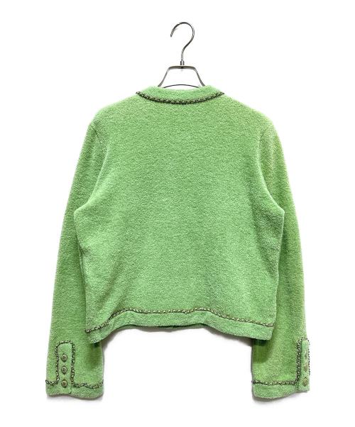 CHANEL（シャネル）CHANEL (シャネル) Chanel Cotton Cardigan/ノーカラーパイルカーディガン グリーン サイズ:40の古着・服飾アイテム