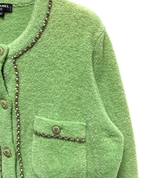 CHANEL（シャネル）CHANEL (シャネル) Chanel Cotton Cardigan/ノーカラーパイルカーディガン グリーン サイズ:40の古着・服飾アイテム