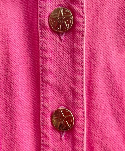 CHANEL（シャネル）CHANEL (シャネル) ノーカラーデニムジャケット ネオンピンク サイズ:38の古着・服飾アイテム