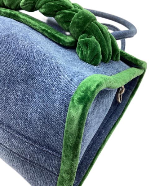 MIU MIU（ミュウミュウ）MIU MIU (ミュウミュウ) 2WAYバッグ インディゴ×グリーンの古着・服飾アイテム