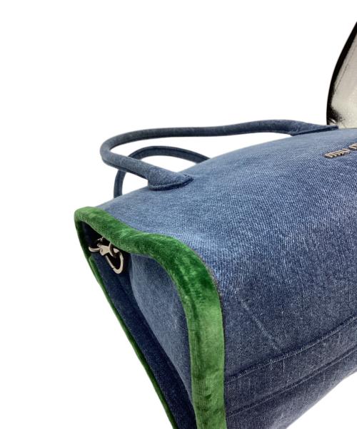 MIU MIU（ミュウミュウ）MIU MIU (ミュウミュウ) 2WAYバッグ インディゴ×グリーンの古着・服飾アイテム