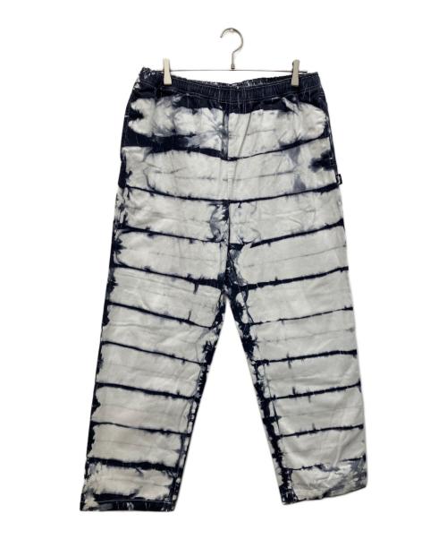 stussy（ステューシー）stussy (ステューシー) タイダイ イージーパンツ ホワイト×ネイビー サイズ:Lの古着・服飾アイテム
