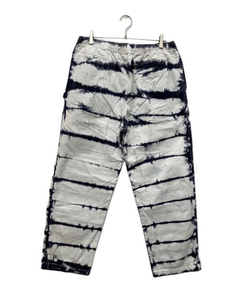stussy（ステューシー）stussy (ステューシー) タイダイ イージーパンツ ホワイト×ネイビー サイズ:Lの古着・服飾アイテム