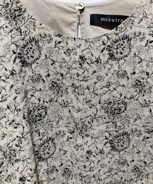mizuiro-ind（ミズイロインド）mizuiro-ind (ミズイロインド) リネンプリントノースリーブワンピース ベージュ サイズ:FREEの古着・服飾アイテム